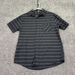 Tony Hawk Shirt Mens Large Black Striped Short Sleeve Button Up Pocket Casual